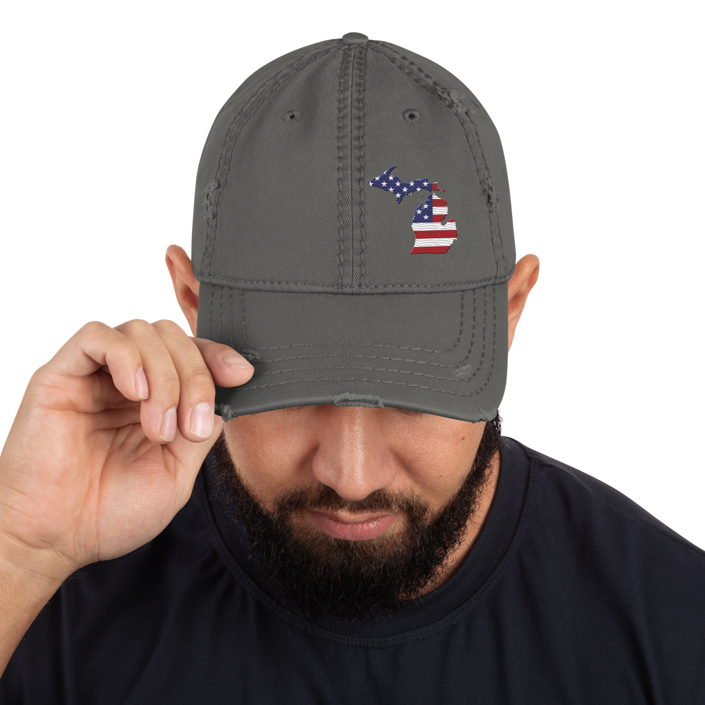 Michigan Distressed Dad Hat | Patriotic Outline