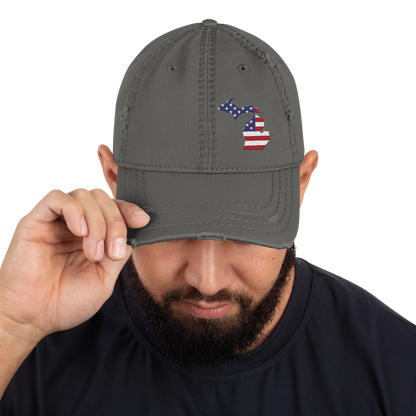 Michigan Distressed Dad Hat | Patriotic Outline