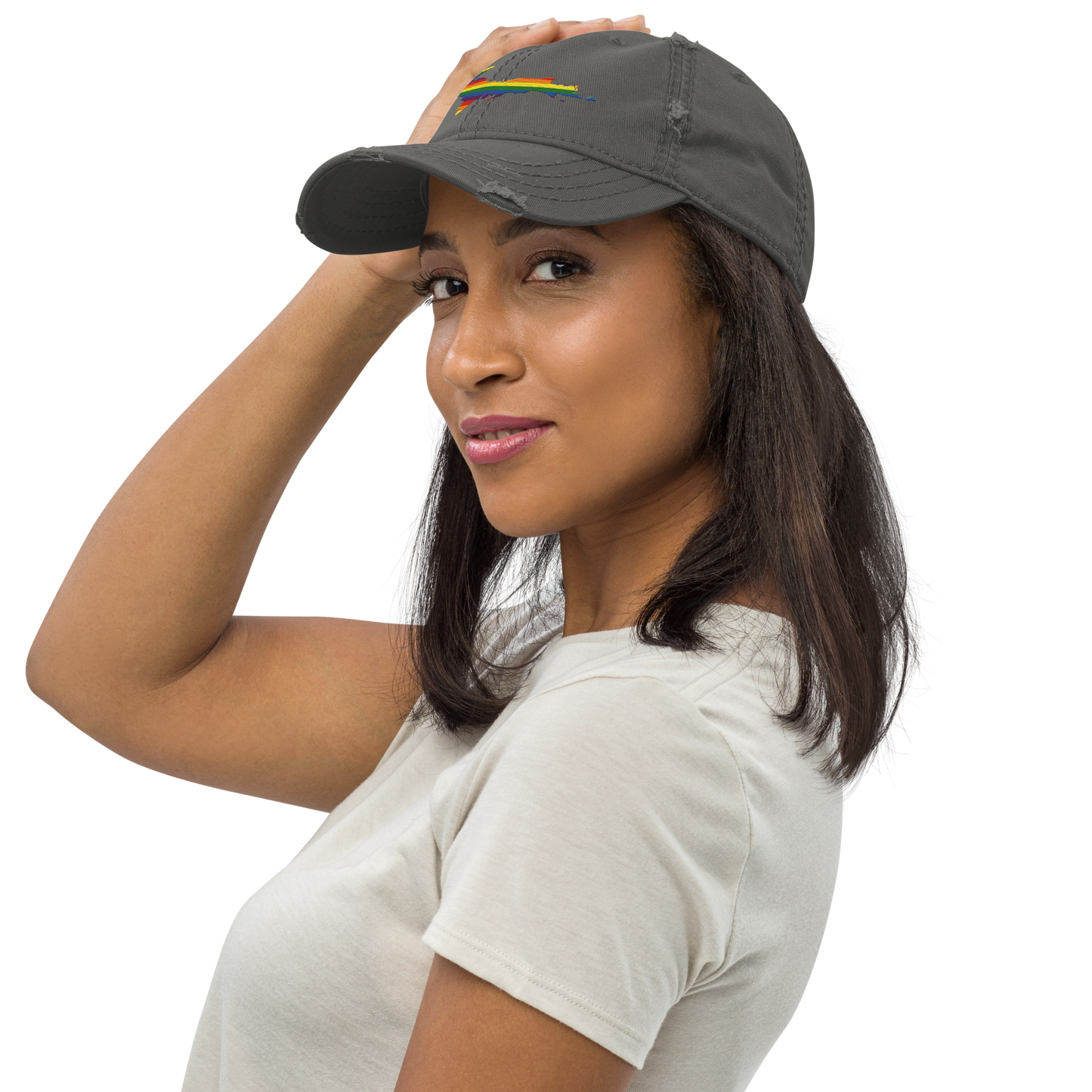 Michigan Upper Peninsula Distressed Dad Hat (Pride Edition)