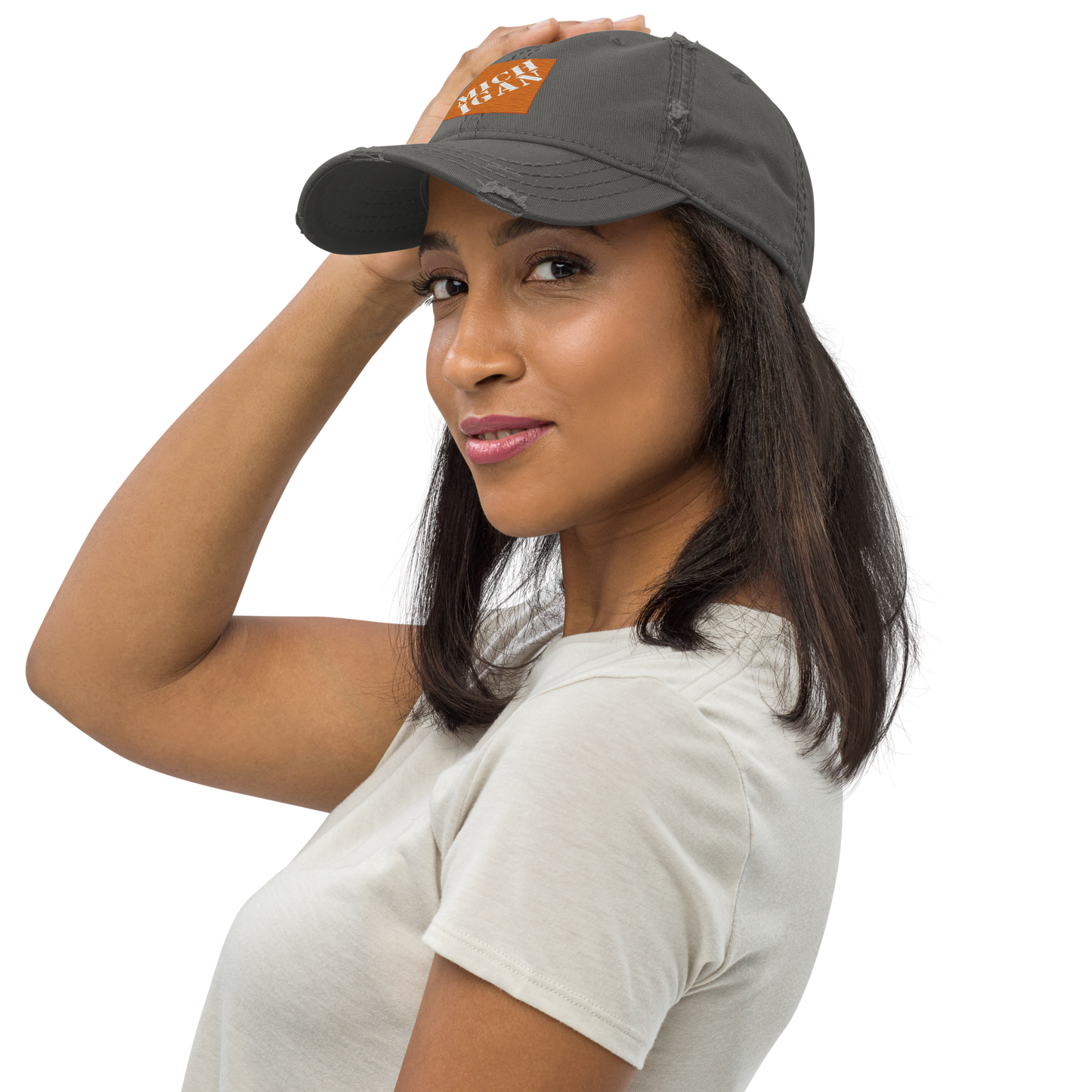 'Michigan' Distressed Dad Hat | Construction Retail Parody