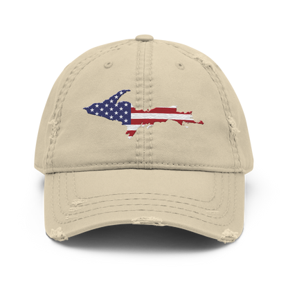 Michigan Upper Peninsula Distressed Dad Hat (Patriot Edition)