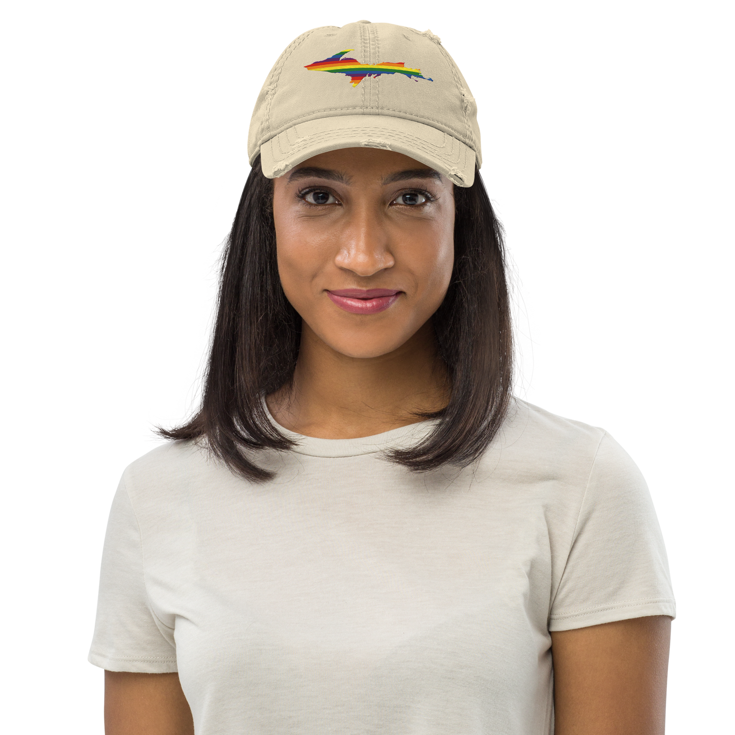 Michigan Upper Peninsula Distressed Dad Hat (Pride Edition)