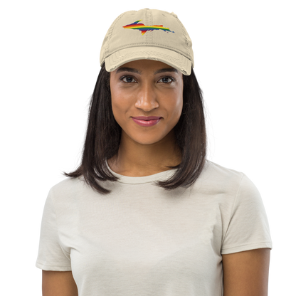 Michigan Upper Peninsula Distressed Dad Hat (Pride Edition)