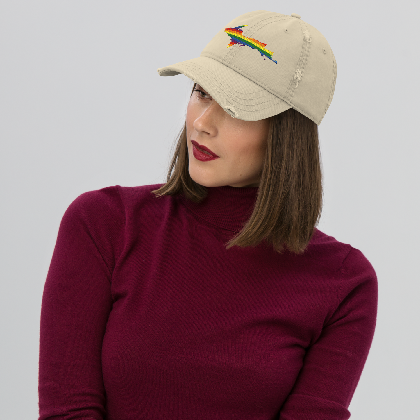 Michigan Upper Peninsula Distressed Dad Hat (Pride Edition)