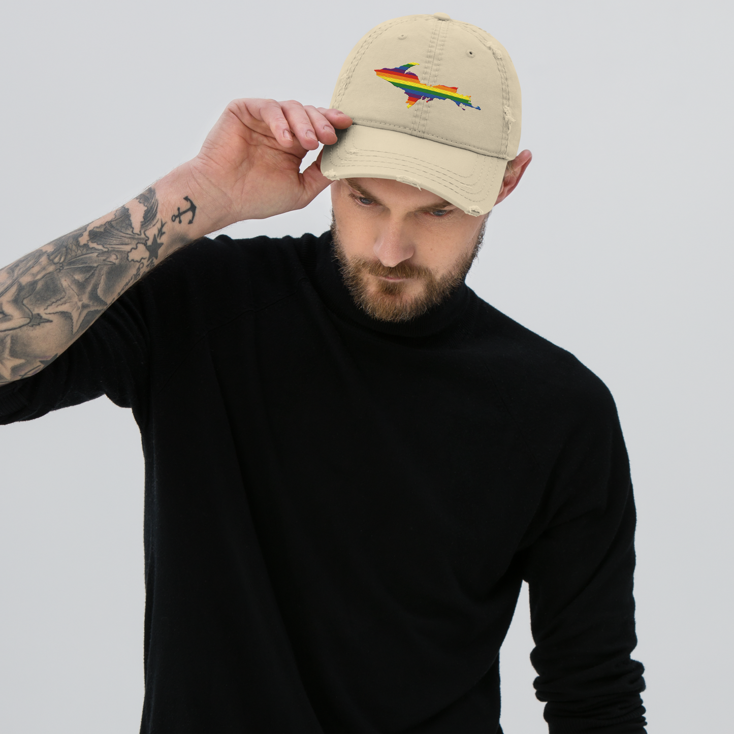 Michigan Upper Peninsula Distressed Dad Hat (Pride Edition)