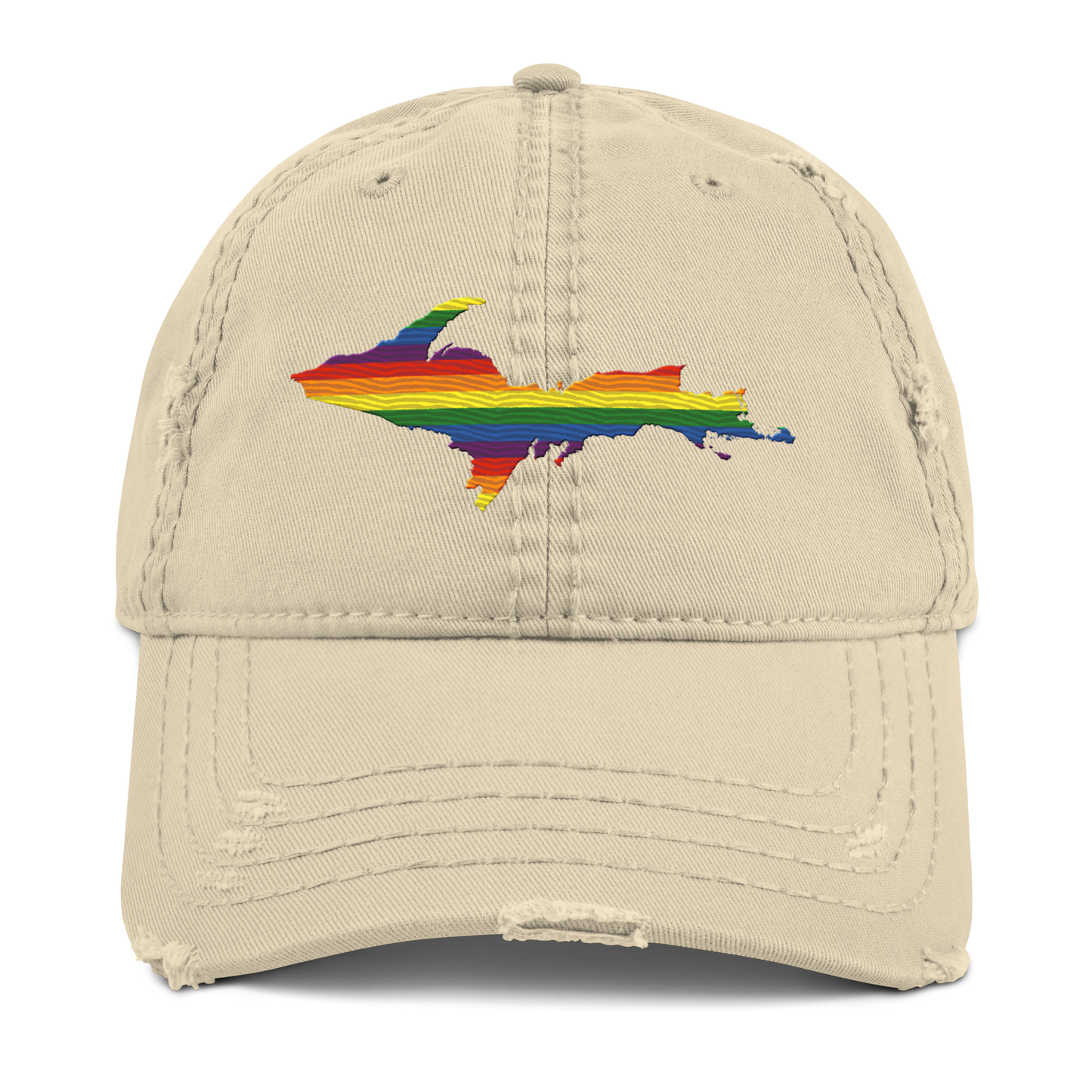 Michigan Upper Peninsula Distressed Dad Hat (Pride Edition)