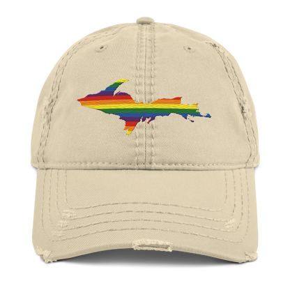 Michigan Upper Peninsula Distressed Dad Hat (Pride Edition)