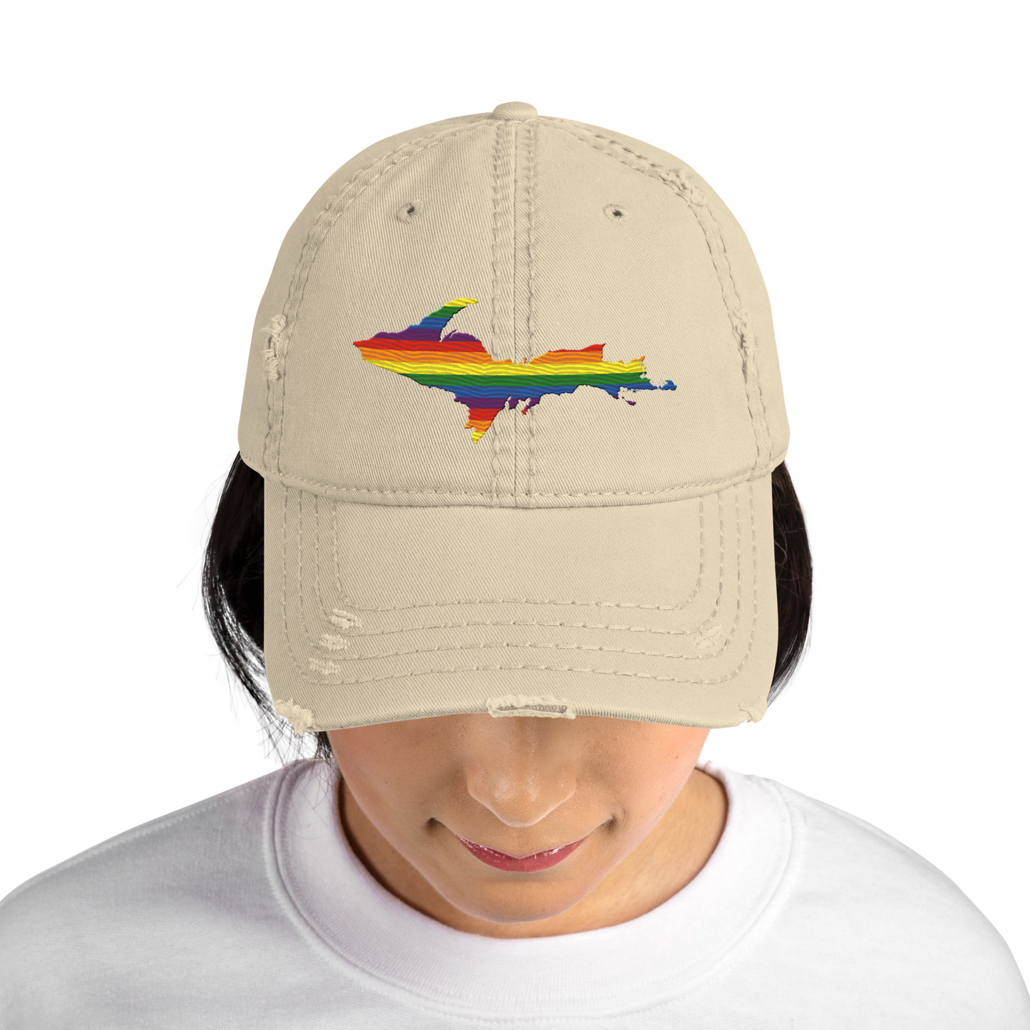 Michigan Upper Peninsula Distressed Dad Hat (Pride Edition)