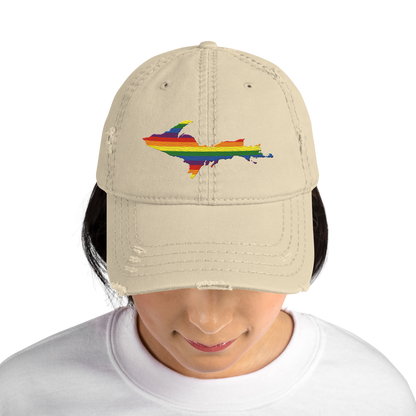 Michigan Upper Peninsula Distressed Dad Hat (Pride Edition)