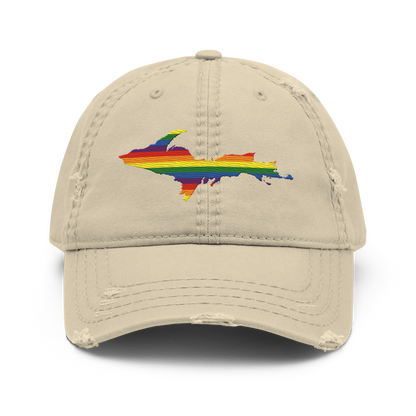 Michigan Upper Peninsula Distressed Dad Hat (Pride Edition)