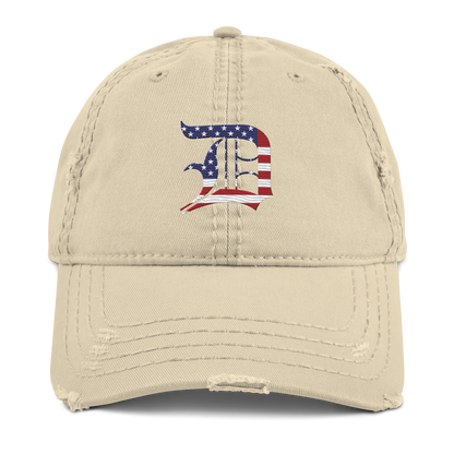 Detroit 'Old English D' Distressed Dad Hat (Patriotic Edition)