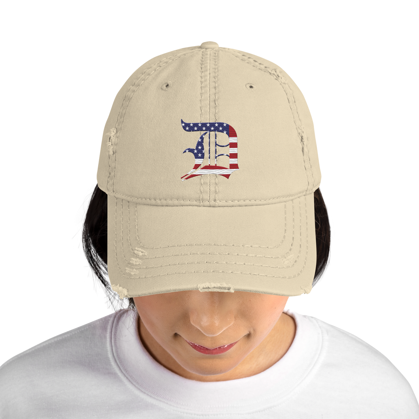 Detroit 'Old English D' Distressed Dad Hat (Patriotic Edition)