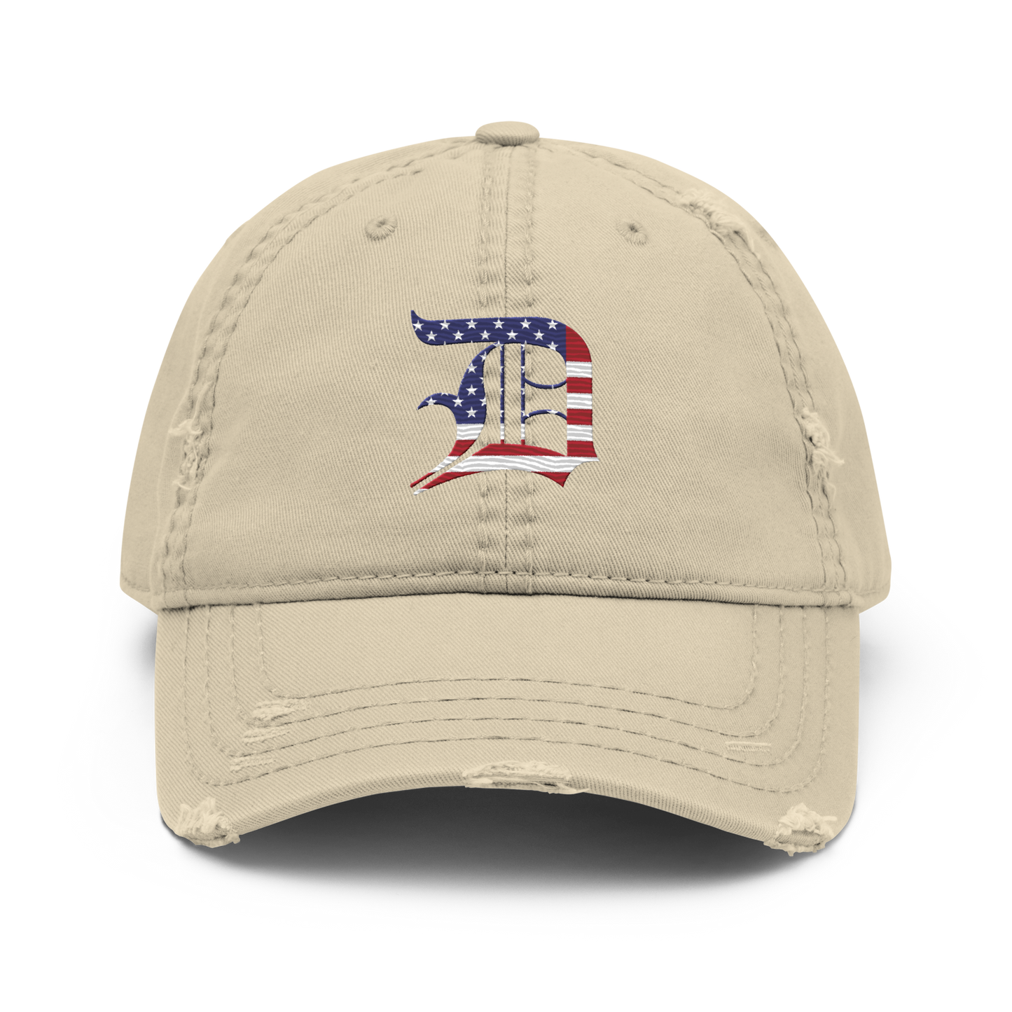 Detroit 'Old English D' Distressed Dad Hat (Patriotic Edition)