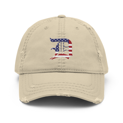 Detroit 'Old English D' Distressed Dad Hat (Patriotic Edition)