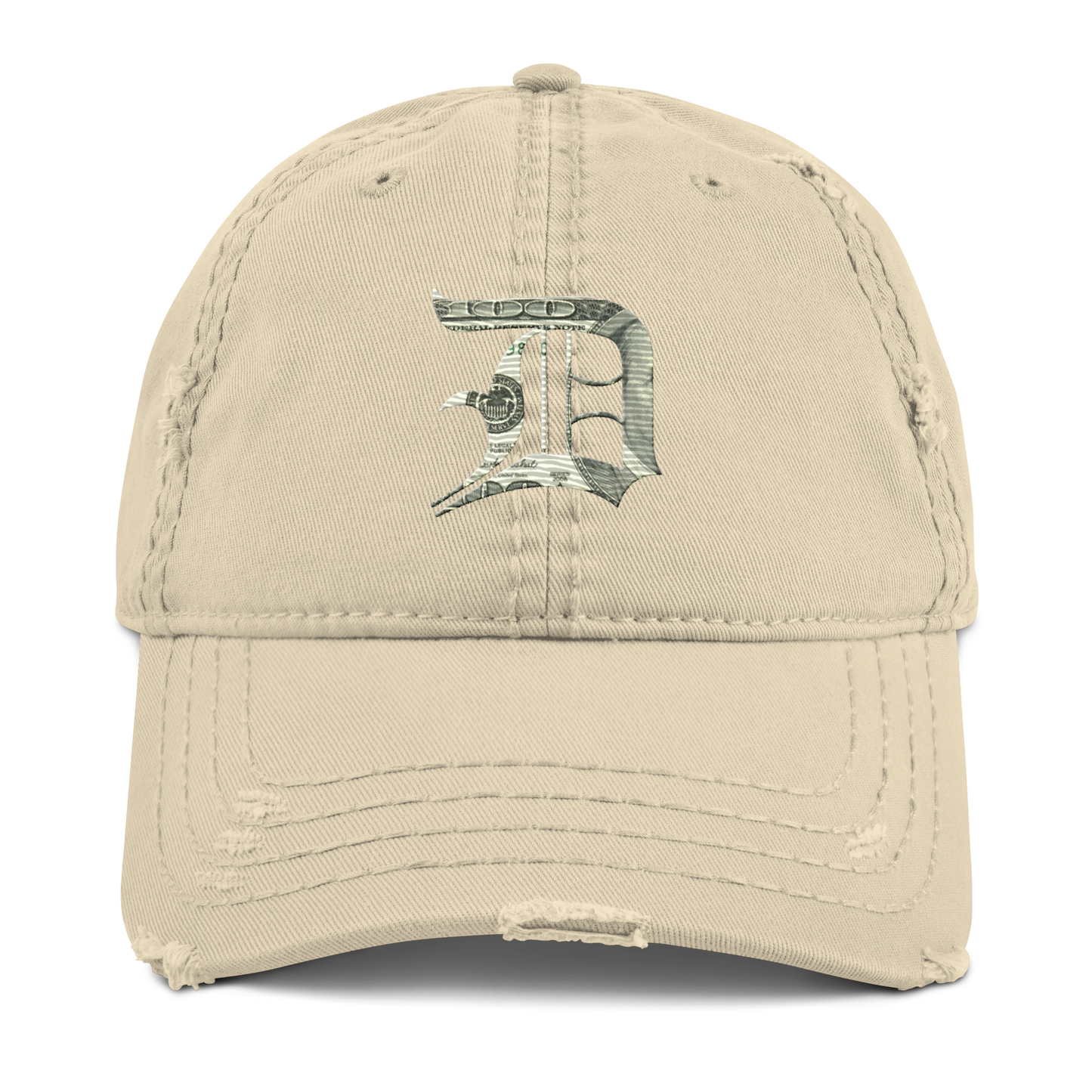 Detroit 'Old English D' Distressed Dad Hat (Benjamins Edition)