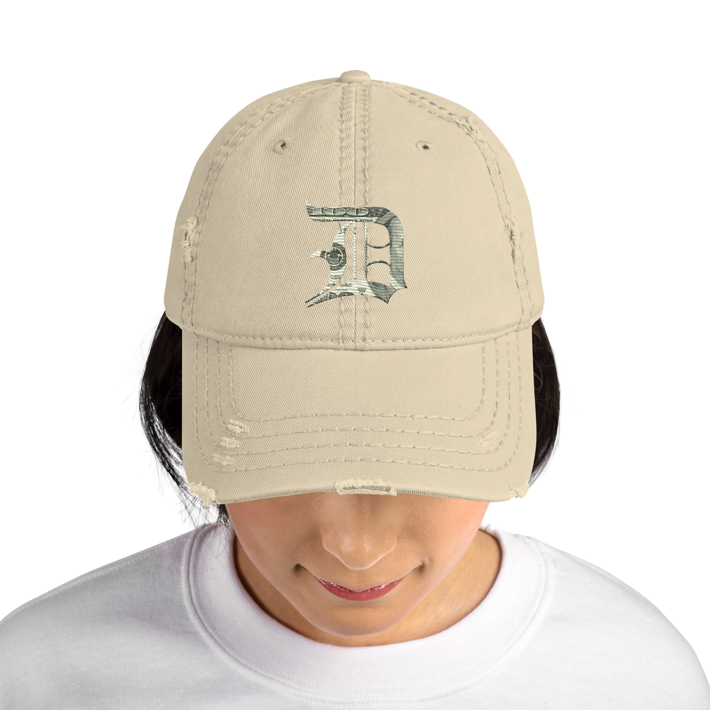 Detroit 'Old English D' Distressed Dad Hat (Benjamins Edition)