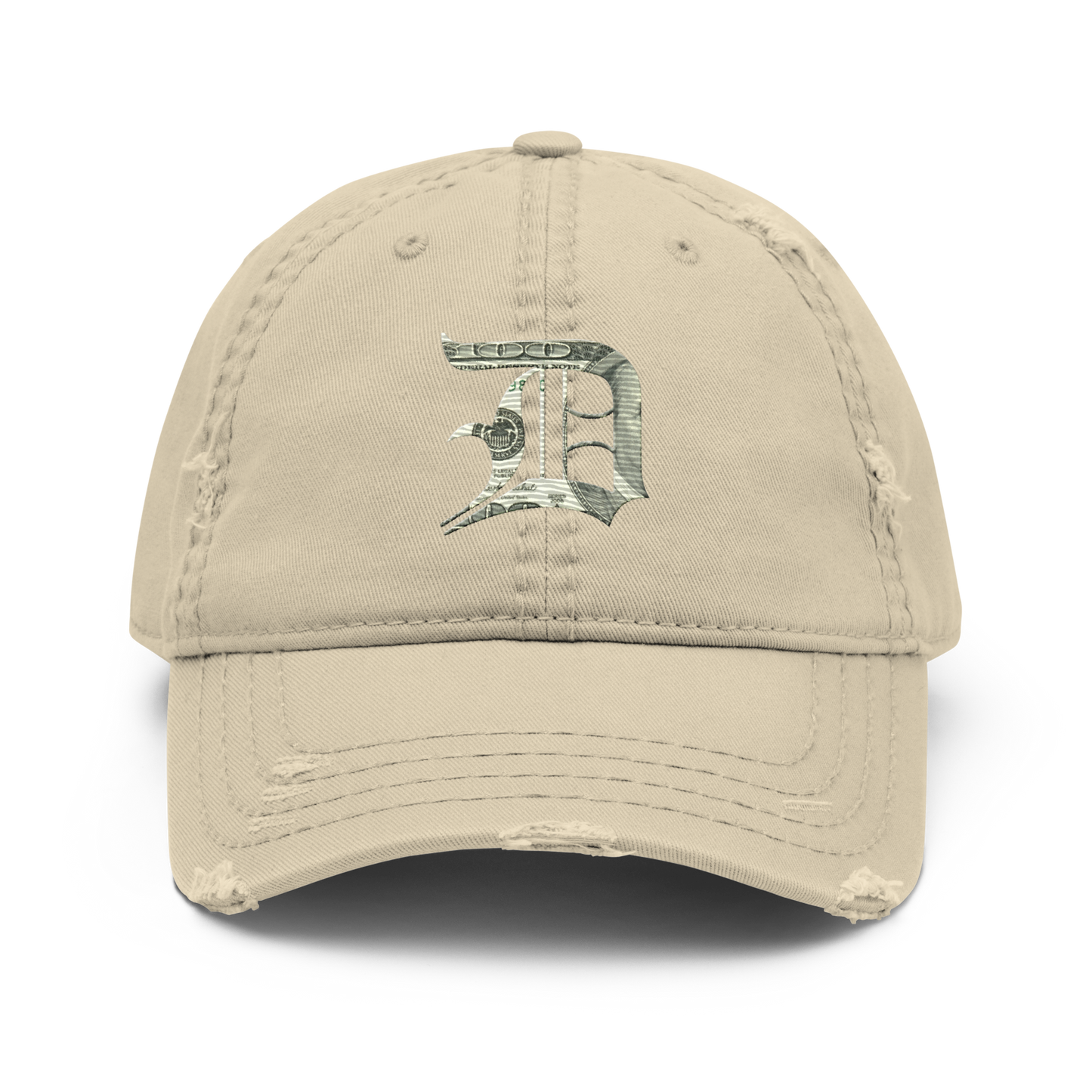 Detroit 'Old English D' Distressed Dad Hat (Benjamins Edition)