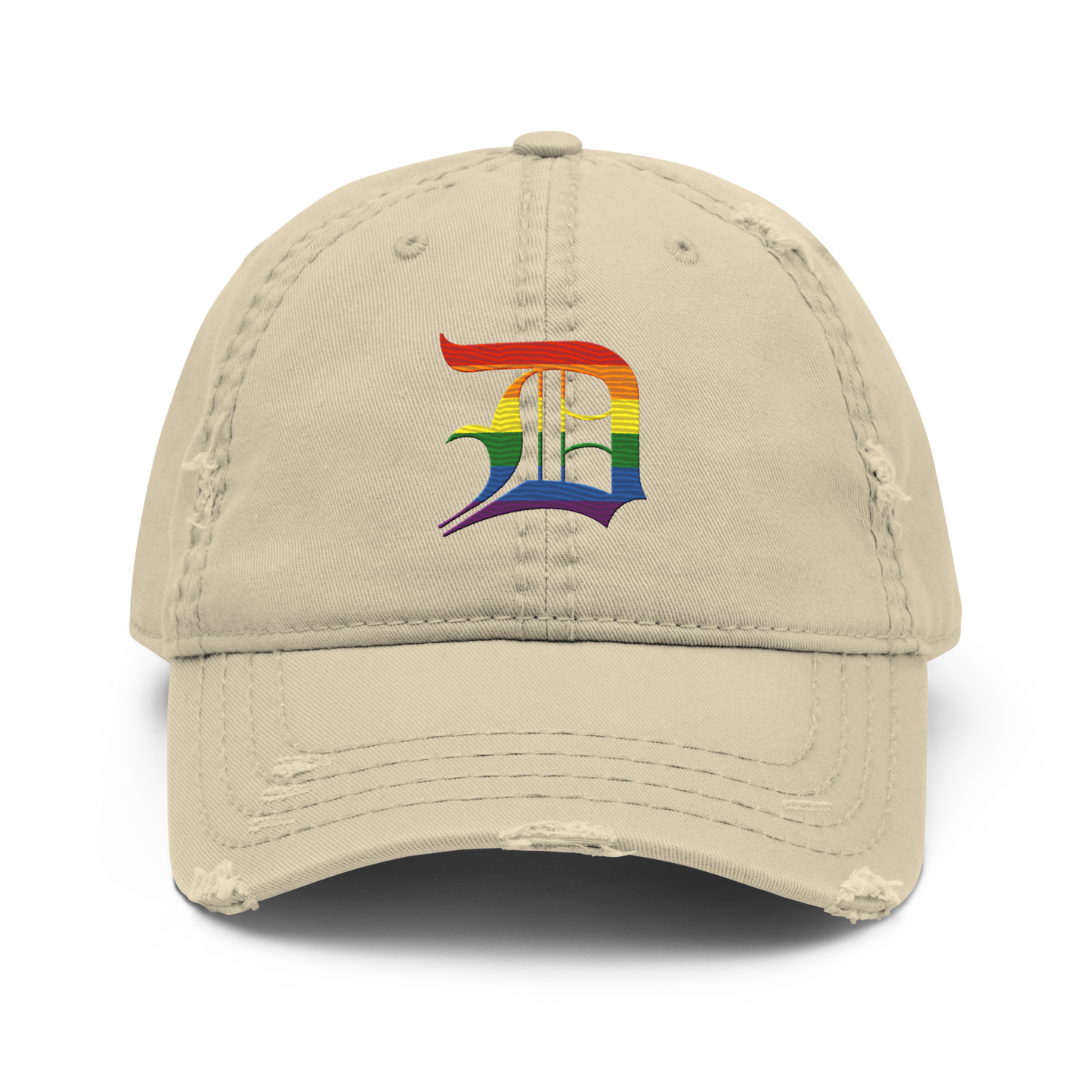 Detroit 'Old English D' Distressed Dad Hat (Rainbow Pride Edition)