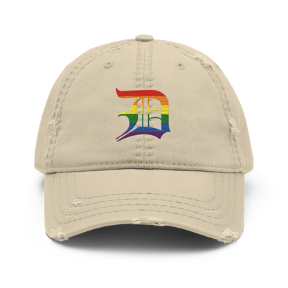 Detroit 'Old English D' Distressed Dad Hat (Rainbow Pride Edition)