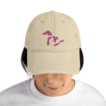 Great Lakes Distressed Dad Hat (Apple Blossom Pink)