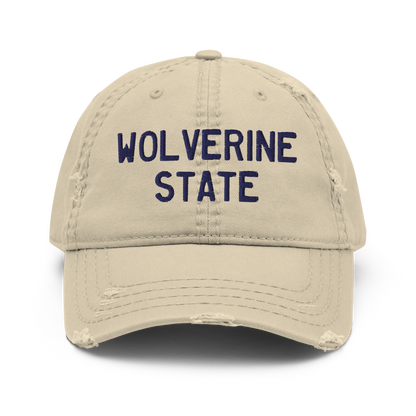 'Wolverine State' Distressed Dad Hat (Licence Plate Font)