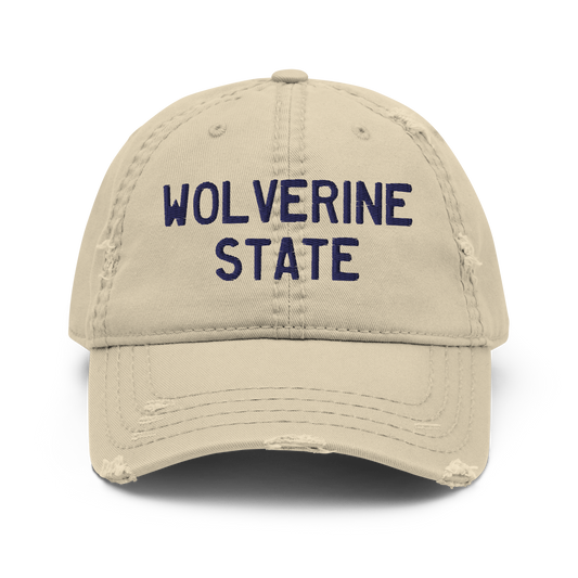 'Wolverine State' Distressed Dad Hat (Licence Plate Font)