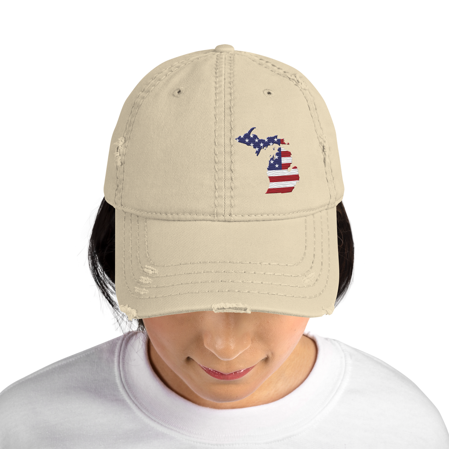 Michigan Distressed Dad Hat (w/ MI USA Flag)