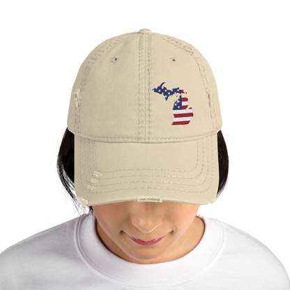 Michigan Distressed Dad Hat (w/ MI USA Flag)