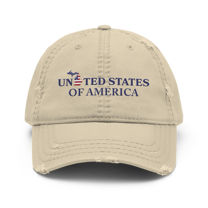 Michigan 'United States of America' Distressed Dad Hat