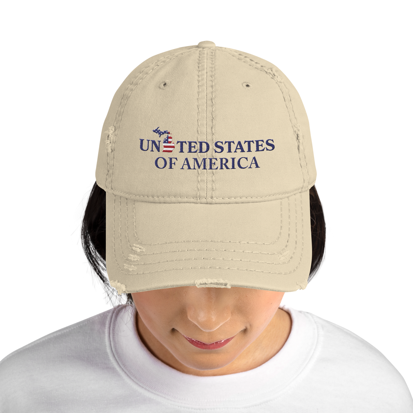 Michigan 'United States of America' Distressed Dad Hat