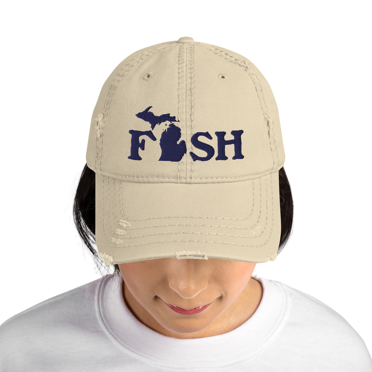 Michigan 'Fish' Distressed Dad Hat