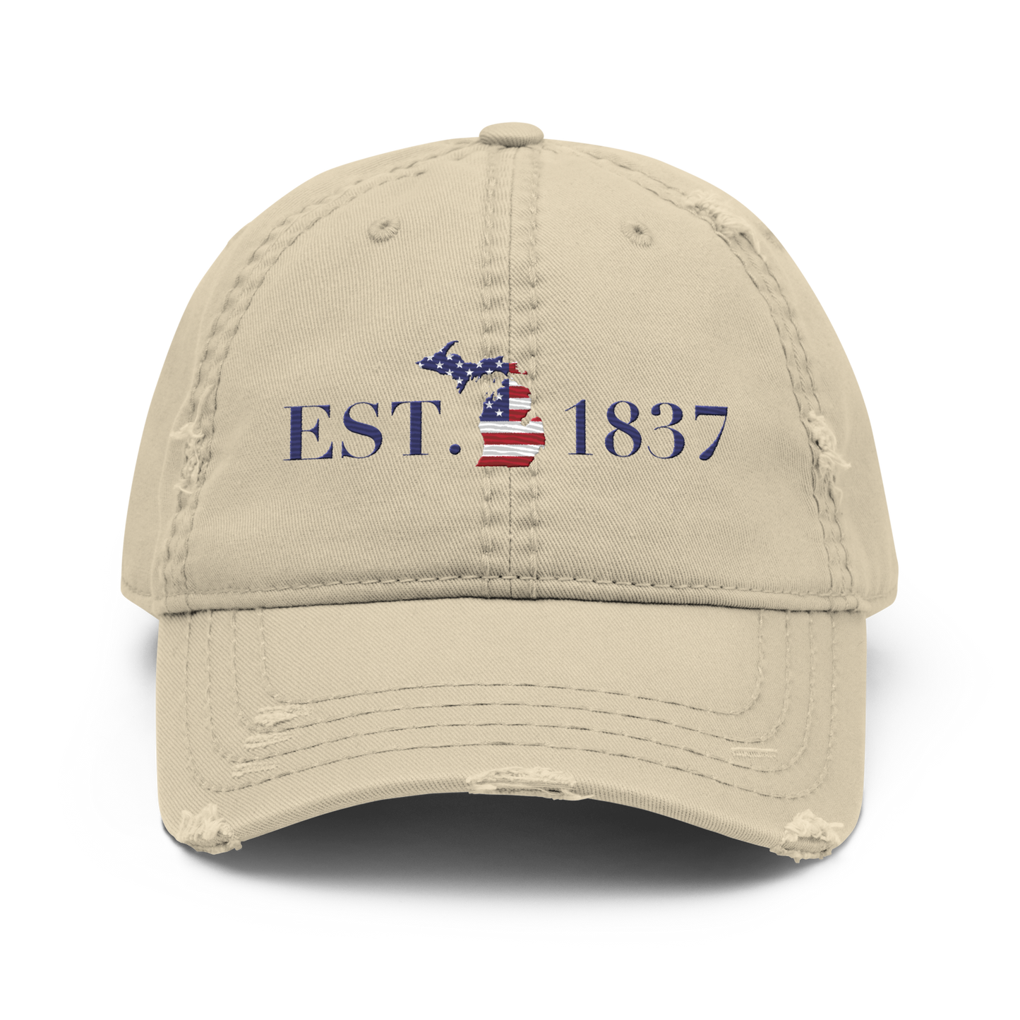 Michigan 'EST 1837' Distressed Dad Hat (Patriot Edition)