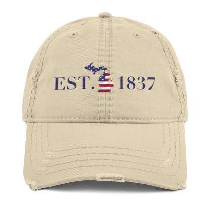 Michigan 'EST 1837' Distressed Dad Hat (Patriot Edition)