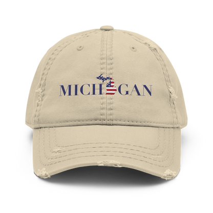 'Michigan' Distressed Dad Hat (Didone Patriot Edition)