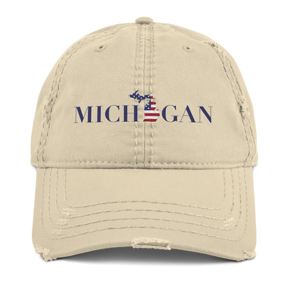 'Michigan' Distressed Dad Hat (Didone Patriot Edition)