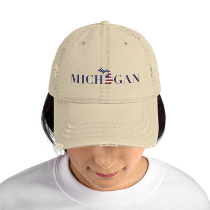 'Michigan' Distressed Dad Hat (Didone Patriot Edition)