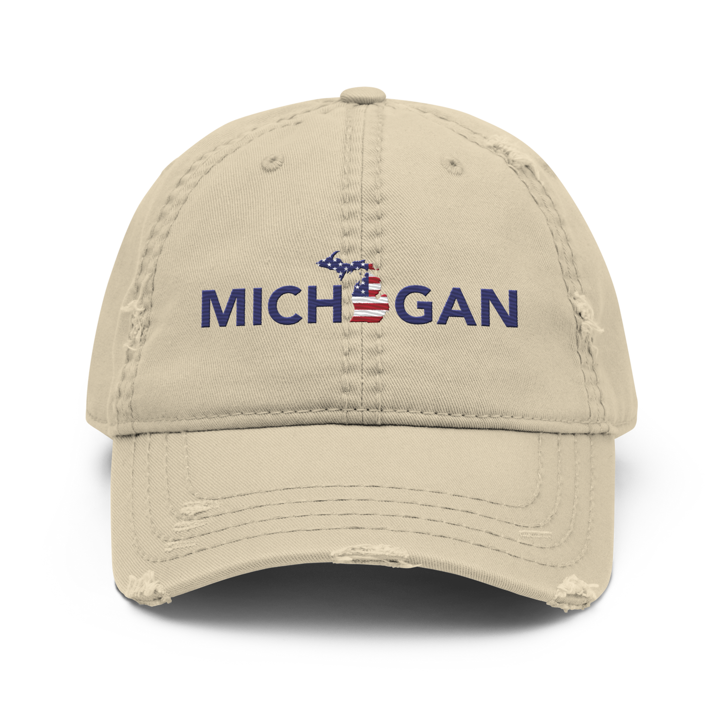 'Michigan' Distressed Dad Hat (Sans Font Patriot Edition)