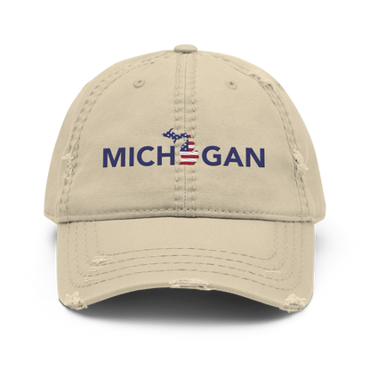 'Michigan' Distressed Dad Hat (Sans Font Patriot Edition)