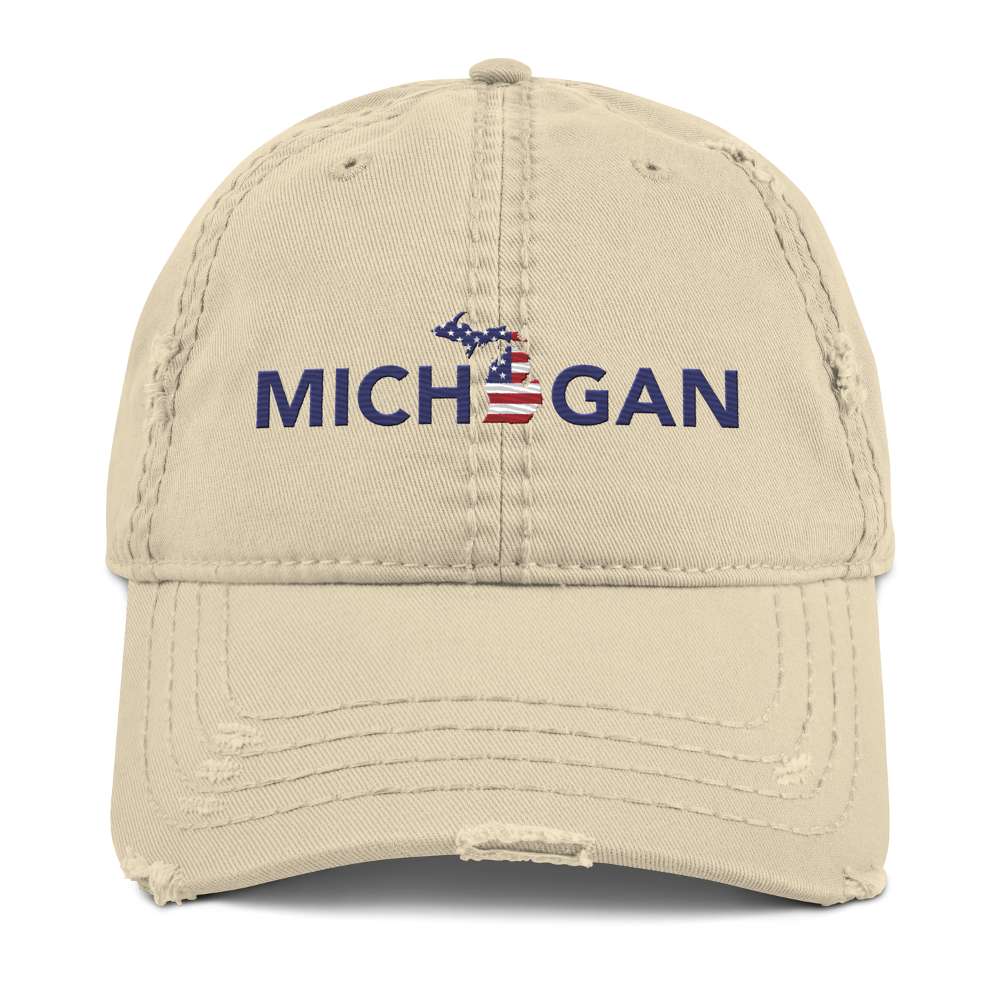 'Michigan' Distressed Dad Hat (Sans Font Patriot Edition)