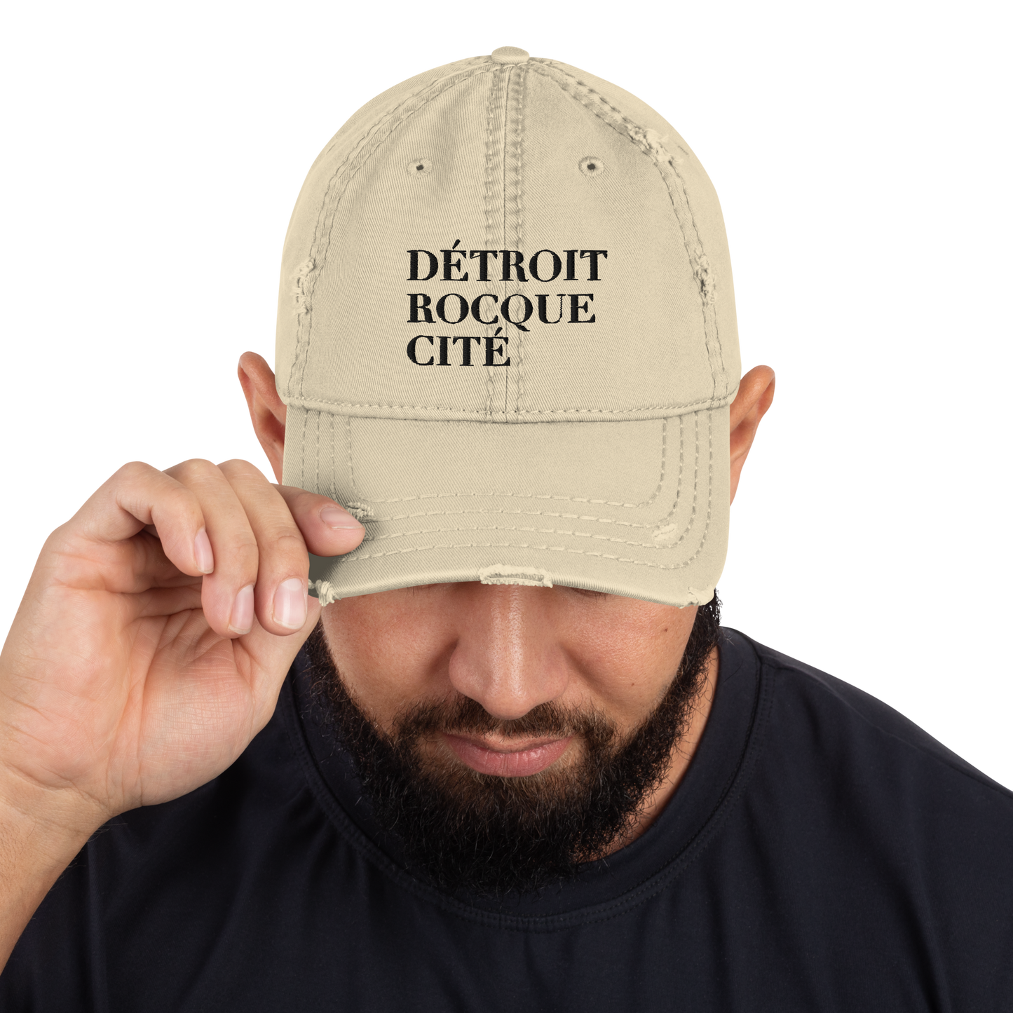 'Détroit Rocque Cité' Distressed Dad Hat