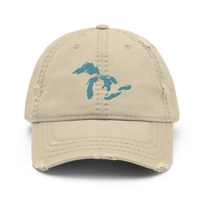 Great Lakes Distressed Dad Hat (Huron Blue)