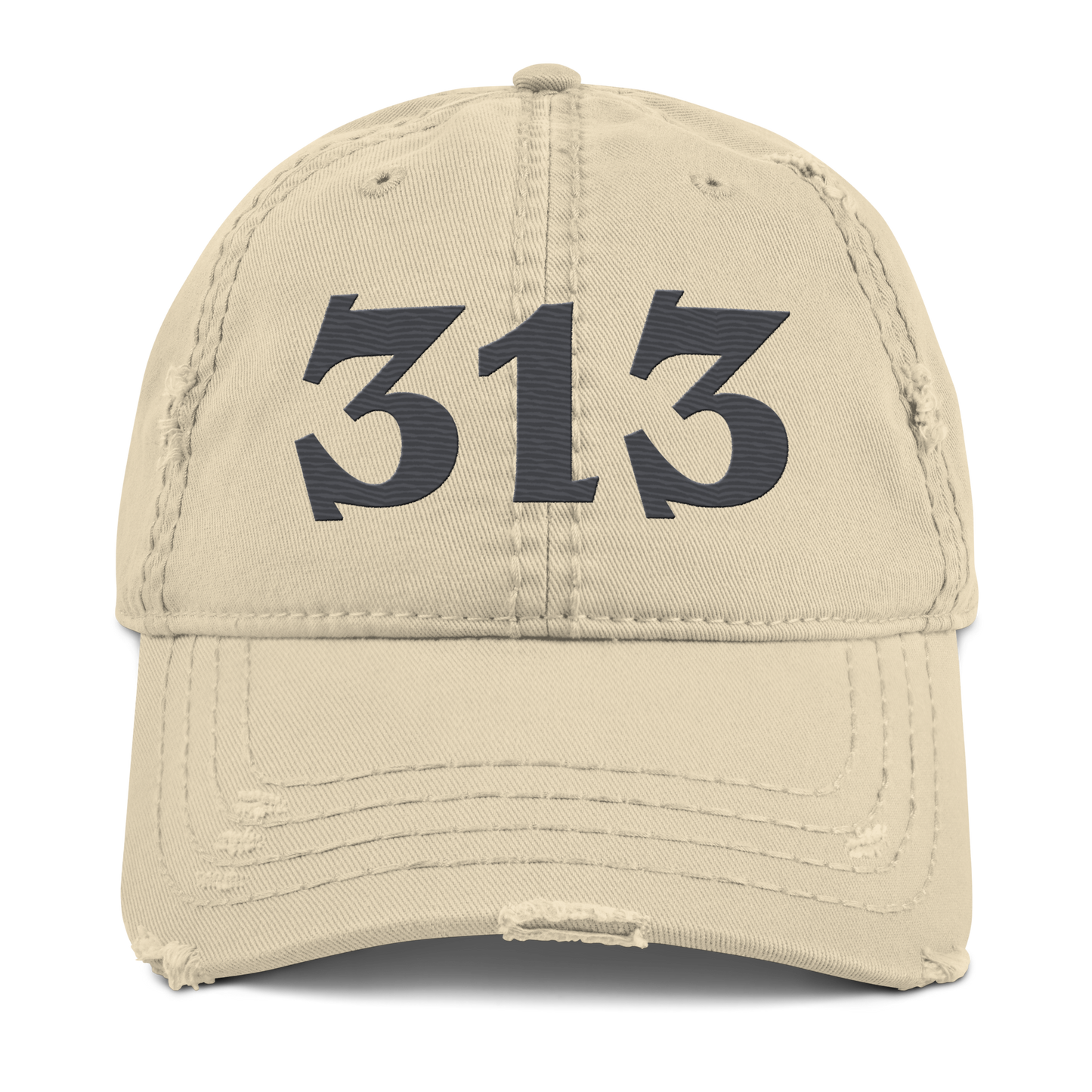 Detroit '313' Distressed Dad Hat (Angry Font) | Iron Ore Grey