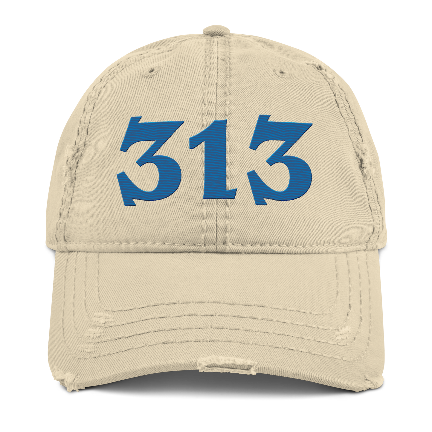 Detroit '313' Distressed Dad Hat (Angry Font) | Azure