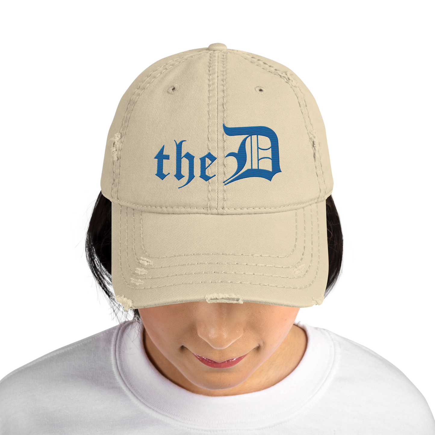 Detroit 'The D' Distressed Dad Hat | Azure