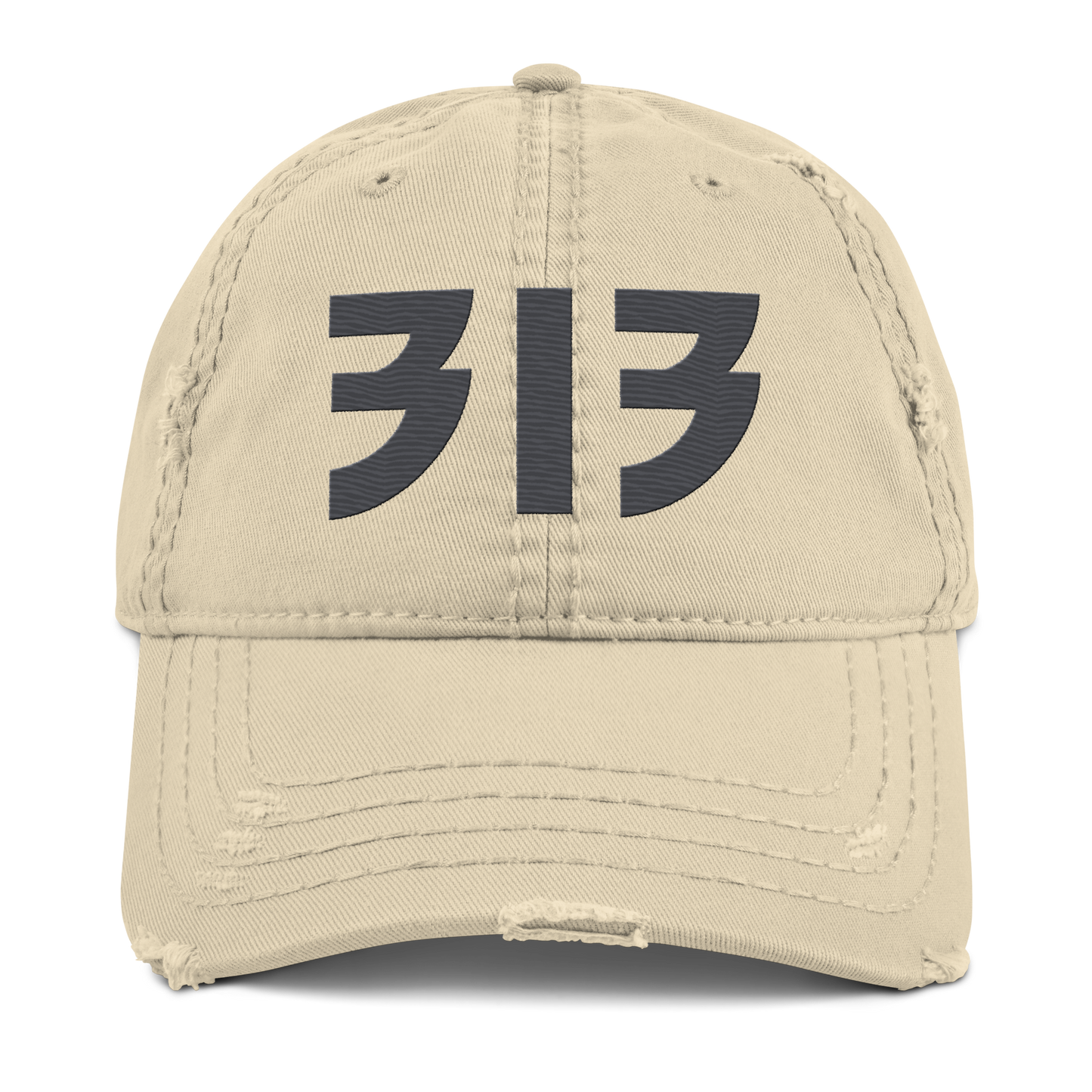 Detroit '313' Distressed Dad Hat (Glam Font) | Iron Ore Grey