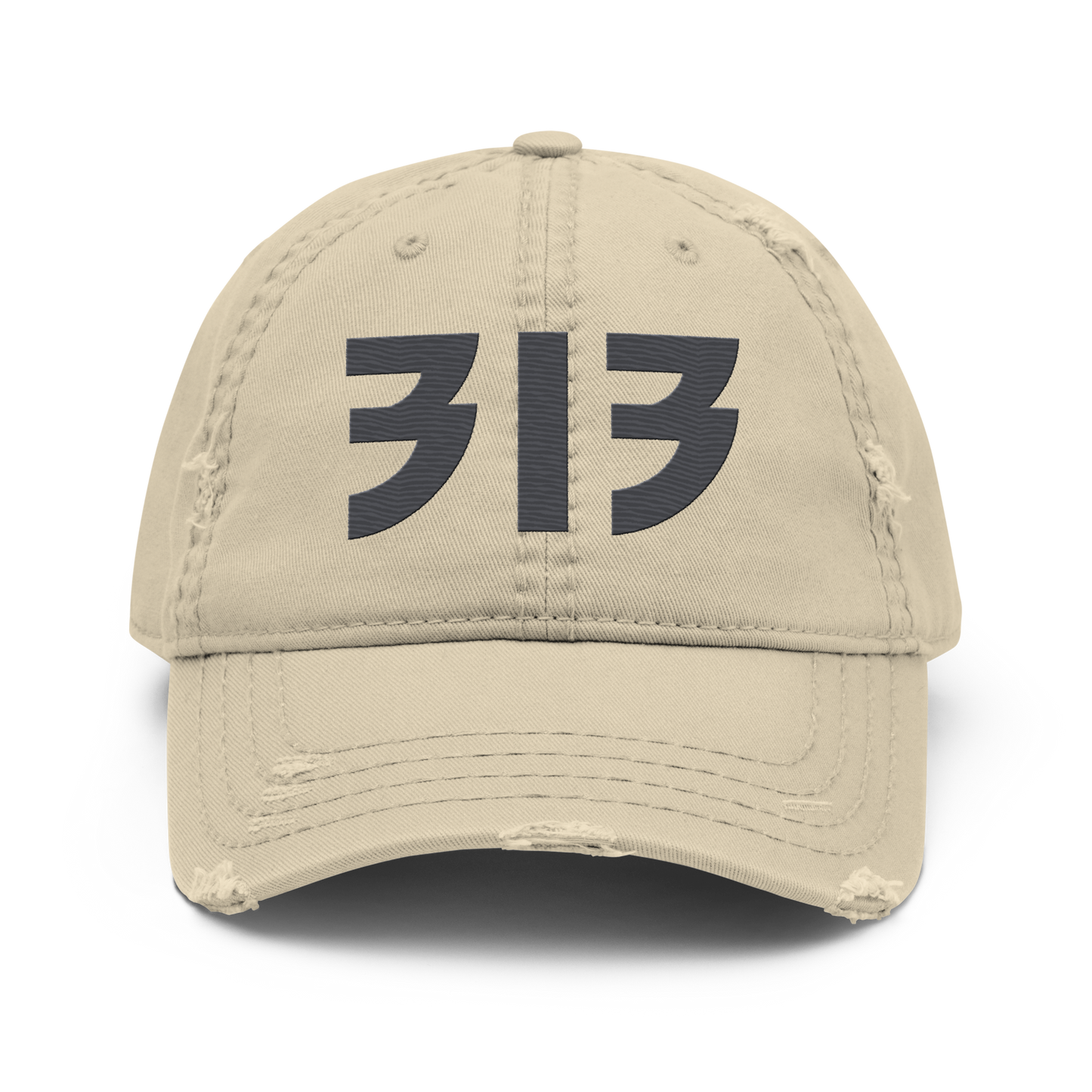 Detroit '313' Distressed Dad Hat (Glam Font) | Iron Ore Grey