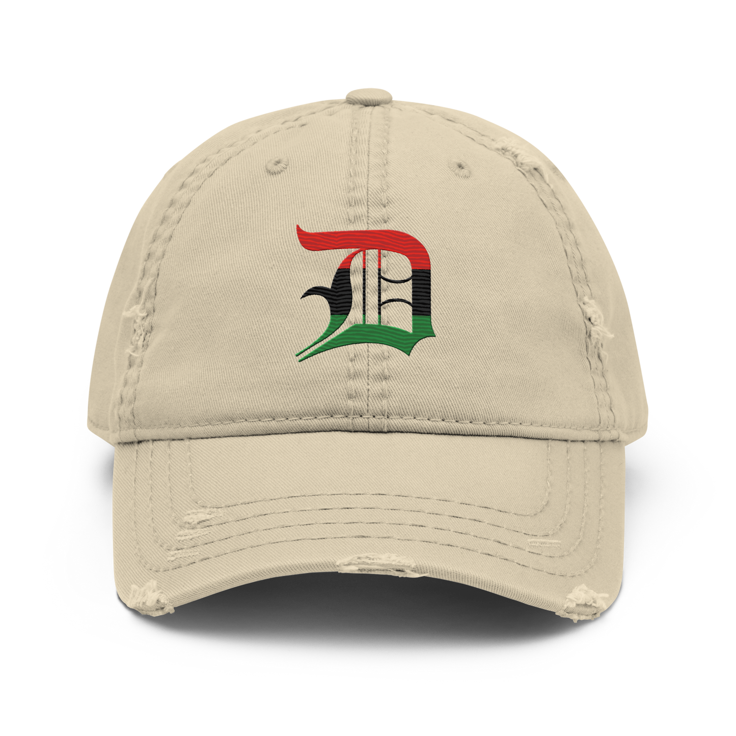 Detroit 'Old English D' Distressed Dad Hat | Pan-African Edition