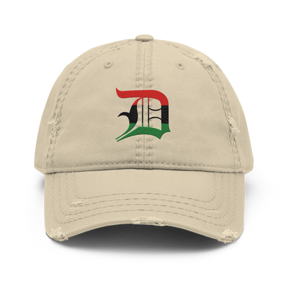 Detroit 'Old English D' Distressed Dad Hat | Pan-African Edition