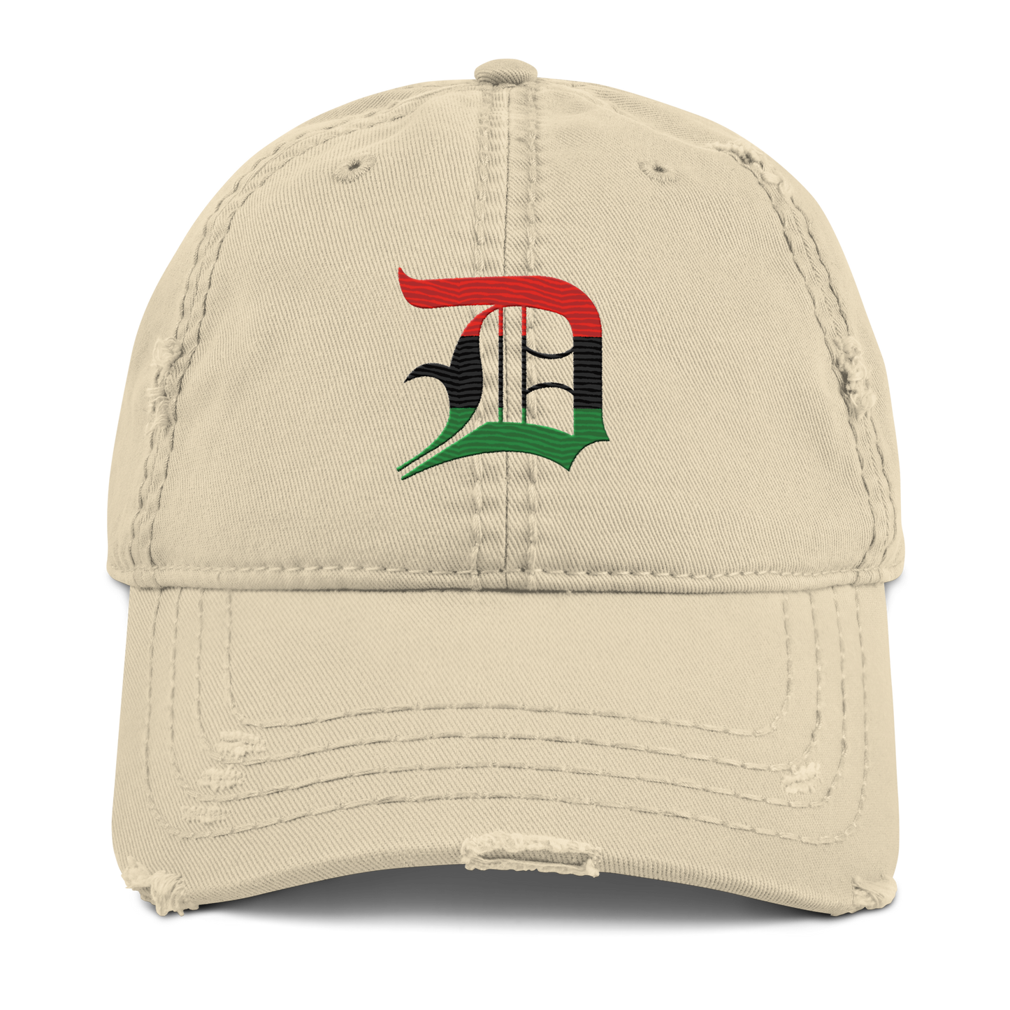 Detroit 'Old English D' Distressed Dad Hat | Pan-African Edition