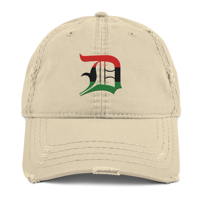 Detroit 'Old English D' Distressed Dad Hat | Pan-African Edition